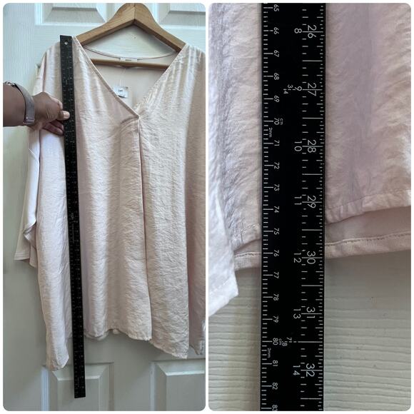 J Jill New Flaw V Neck Elbow Sleeve Crinkle Front Mix Media Boxy Blouse Plus 3X - Picture 10 of 12